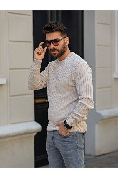Know Ανδρικό πλεκτό πουλόβερ σε μπεζ Selanik Crew Neck