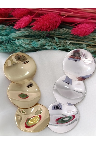 İPAR AKSESUAR Big Oval Metal Silver Earring