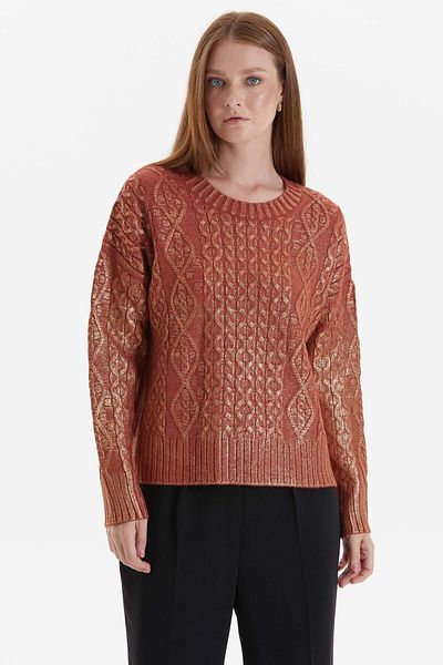 Two Mail Tan Leaf Printed Blouse
