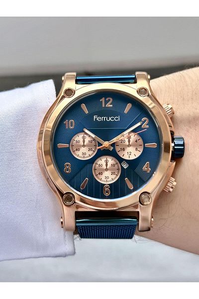 Ferrucci Men's Wicker Metal Cord Wrist Watch