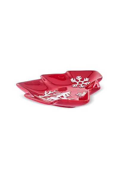 Karaca New Year's Snowy Red Serving Plate - 18 cm