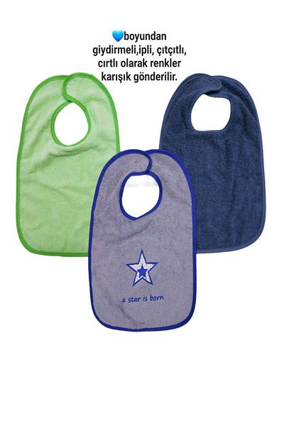 Alpar Tekstil Outlet 3-Piece Large Size Baby Boy-Child Sleeveless Towel Bib / Colors Sent Mixed