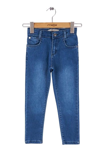 Mutlu Kids Happy Riveted Heart Patterned Girl's Jeans