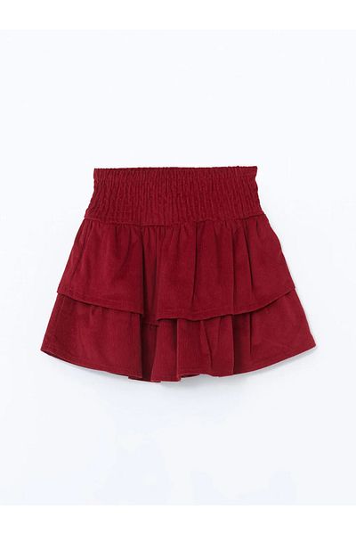 LC Waikiki LCW Kids Burgundy Fusta plisată pentru fetiță cu talie elastică