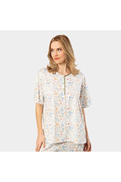 TÜREN Σετ πιτζάμες με λουλούδια - Battal κοντομάνικο 3387/μοτίβο 1