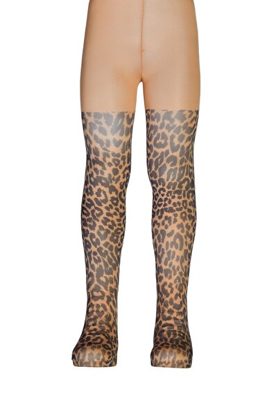 Dore Çorap Leopard Print Patterned Children's Pantyhose
