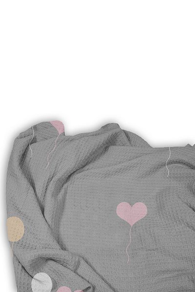 Bebişim Halı Gray Pink Single Pique with Balloons