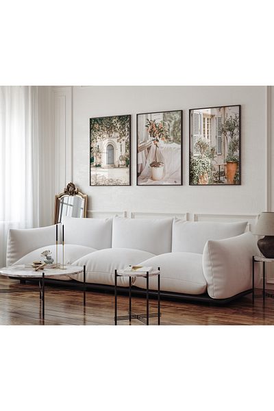 Fark Tanıtım Neutral Wall Art Poster fără încadrare din 3 piese, Poster decorativ modern fără încadrare, pictură