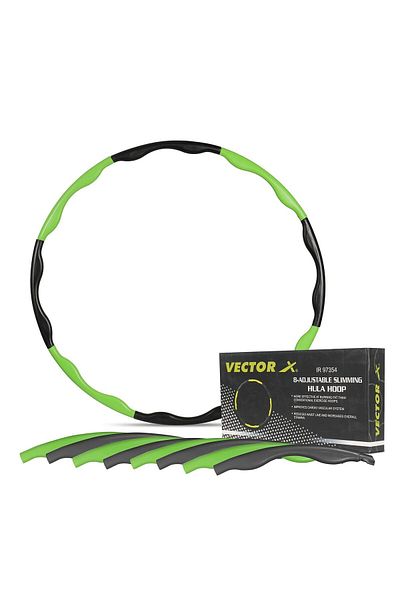 Vector X طوق هولا | أسود وأخضر | كبير | 36 بوصة | قابل للتعديل | طوق إنفينيتي مرجح