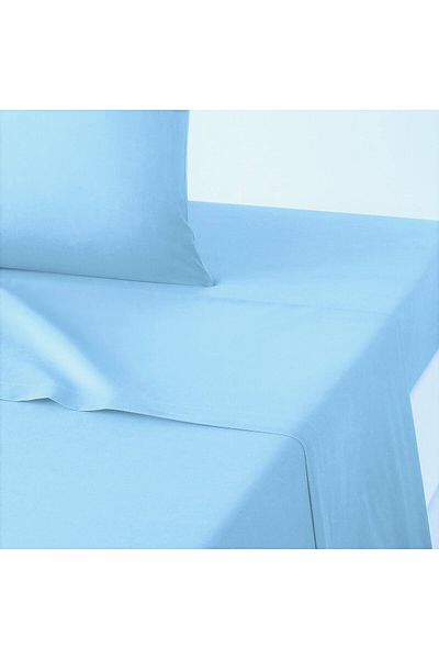 Maki Home Maki, bumbac, albastru deschis, 160x240, cearșaf plat fără elastic, potrivit pentru paturi de o persoană