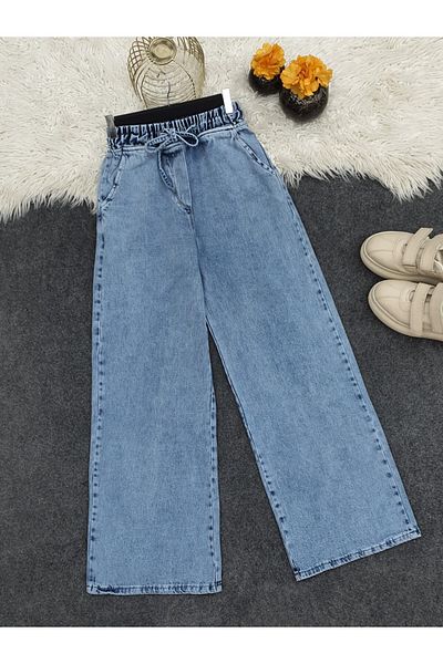 Modamorfo Ice Blue Jeans - Tie Waist and Pockets