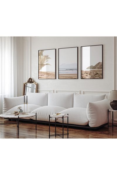 Fark Tanıtım Neutral Wall Art Poster fără încadrare din 3 piese, Poster decorativ modern fără încadrare, pictură