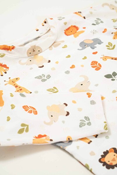 babynup Unisex Mini Safari Patterned Soft Baby and Kids Pajamas Set