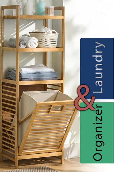 Digithome 3 Ράφια Bamboo Dirty Bathroom Organizer - Πολλαπλών χρήσεων Καλάθι Πλυντηρίου DB-0002