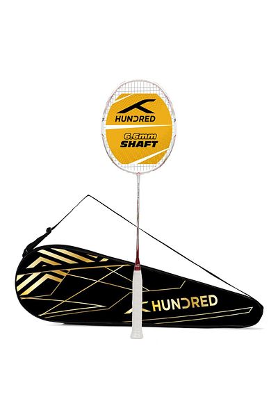 Hundred Flutter S Ctrl Carbon Fibre Badminton Racket | White/red | 80g | 32lbs Tension