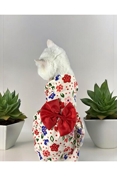 Kemique الزي - فستان قطة بتلات حمراء على شكل قطة، مقاس XL 6.5 - 7.5 كجم