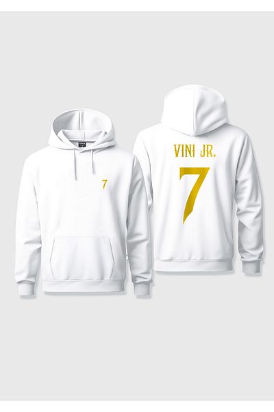 Darkia Футболна фланелка в стила на Vinicius Vini Jr. Златен принт от дебел плат с качулка, унисекс, детска суичър с качулка