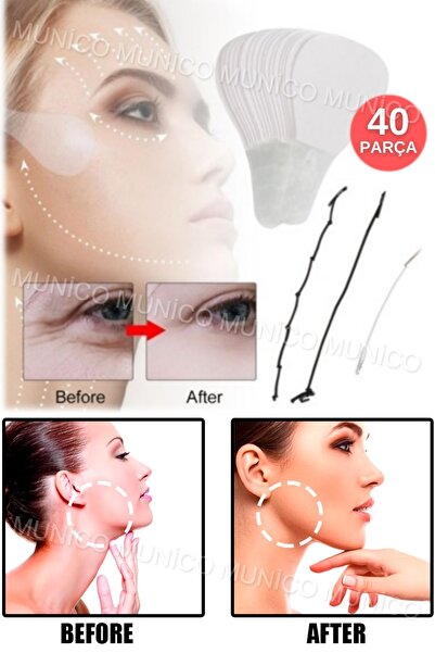 Munico 40 Adet Yüz Çene Alın Gençleştirici Neck And Eye Lift Yapıştırıcı Bant...