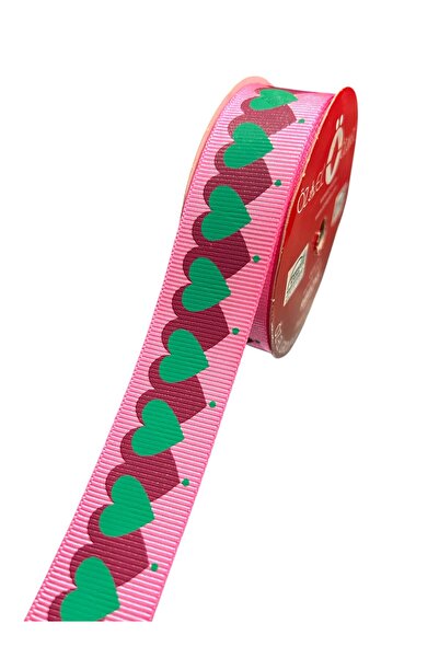 ÖZ-EL AŞ Kalp Baskılı Pembe Grogren Kurdele 140 100