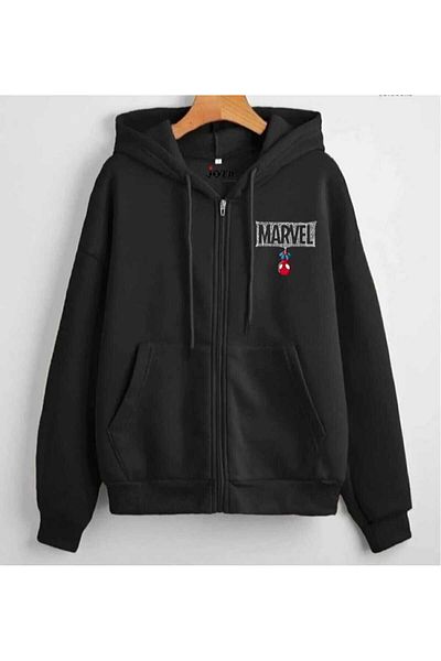 FULL TOLERANCE Black Unisex Spiderman Sweatshirt - Zippered Hoodie