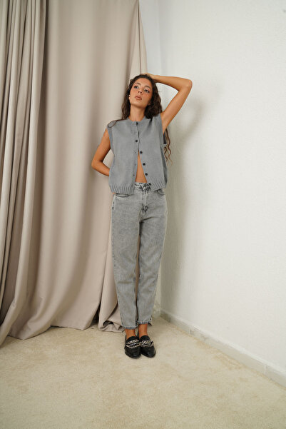 SeninOlsun Açık Gri Mom Jean