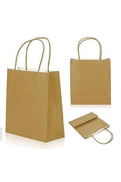 MERT AMBALAJ Златиста хартиена чанта с извита дръжка, средна (25*31) (5 броя)