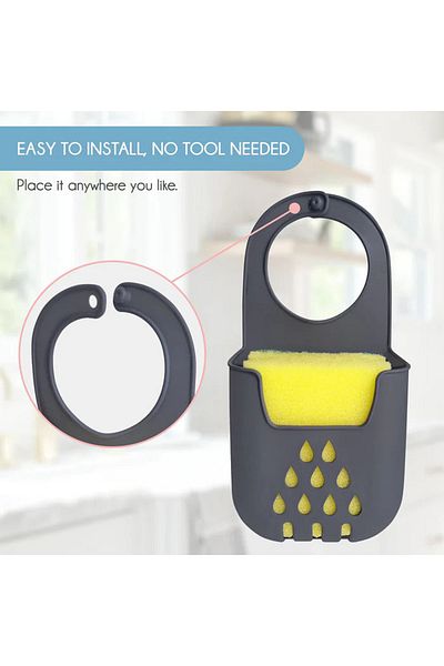 MAİN SHOP Hangable Silicone Dish Sponge Holder Sink Top Sponge Holder Organizer Hanging Sponge Holder 1 Piece M-125