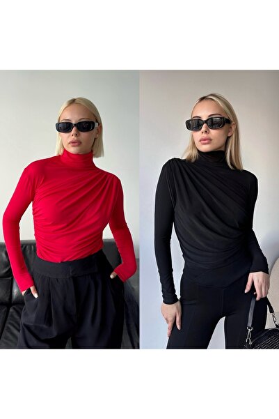 BuMi Fashion Γυναικεία κομψή, υφασμάτινη μπλούζα Sandy με λεπτομέρεια από κορ...