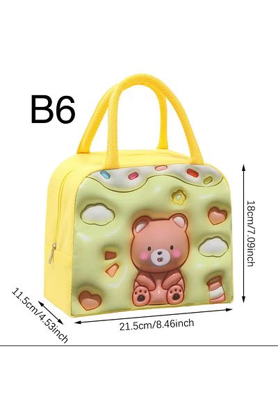 BGA Cutie de prânz pentru copii, model 3D de desene animate, geantă termică/rece impermeabilă