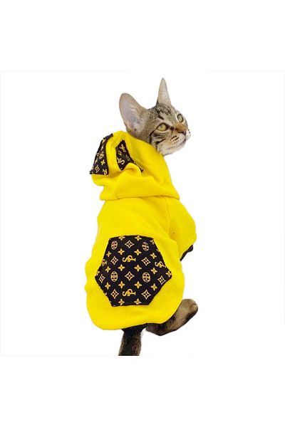 Kemique Yellow Lux Duo Sweatshirt Hooded Cat Outfit Cat Sweatshirt