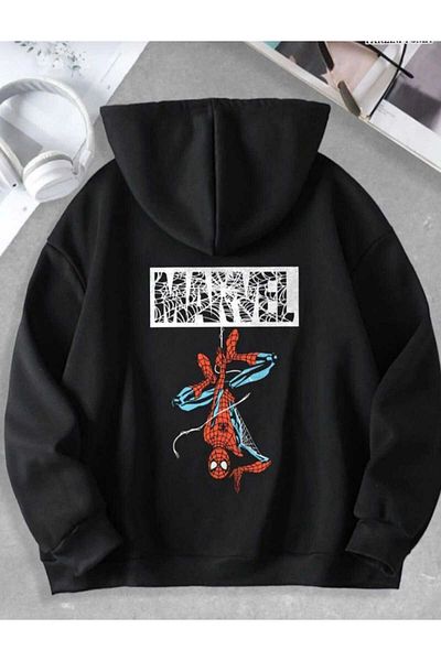 FULL TOLERANCE Black Unisex Spiderman Sweatshirt - Zippered Hoodie
