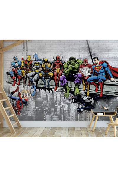 Tasarım Süper Kahramanlar Örümcek Adam Çocuk Odası Duvar Kağıdı