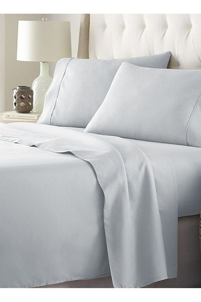 Orange Bed & Bath Stitch | Double Size Cotton Sheet Set, 4 Pieces, 300 Stitches - Light Grey|gray200 × 189 38 Cm