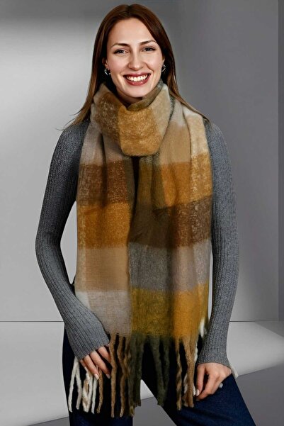 Trenderrs Γυναικείο φουλάρι ώμου με απαλή υφή με καρό σχέδιο