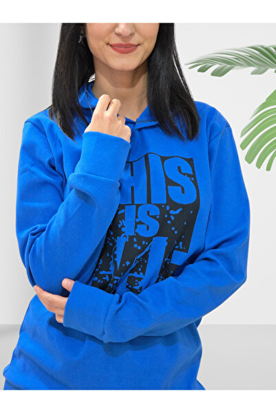 YusGos This Is Me Printed Hooded Sweatshirt (Blue)