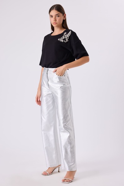 FEVER Metalik parlak pantolon