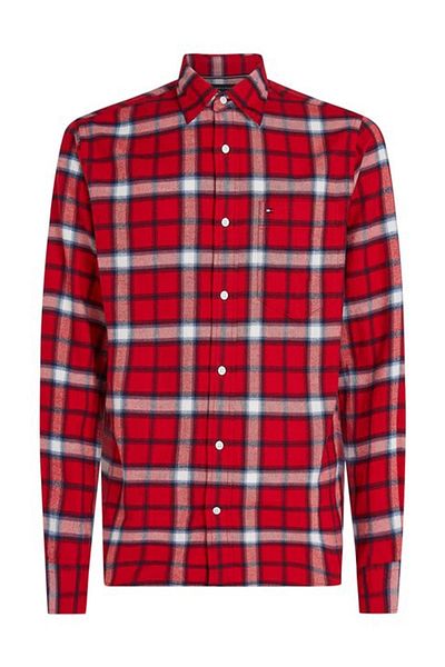 Tommy Hilfiger Brushed Shadow Check Rf Shirt Men's Red Shirt Mw0Mw368420Qk