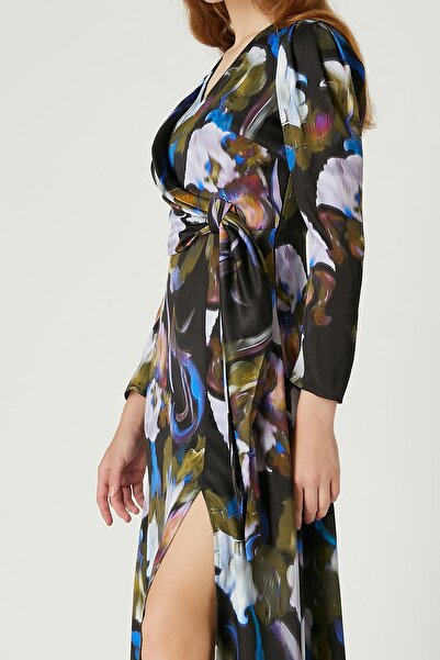 FEVER Kruvaze yaka desenli elbise