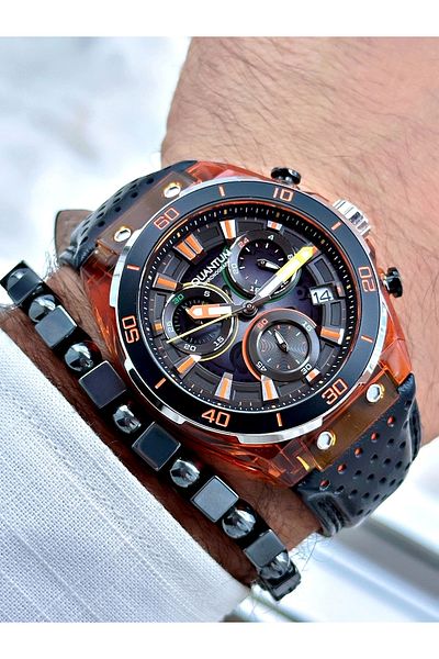 Quantum Pwg1107.051 Leather Band Men's Wrist Watch