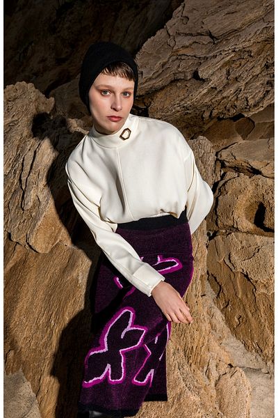 KAMEYA Patterned Knitted Skirt