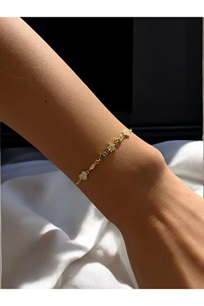 Vigens Mulier 925 Ayar Lucky Mix İkon Gold Bileklik Buon