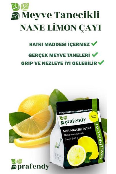 prafendy Wholesale Mint Lemon Tea - Real Fruit Grained 1 kg X 6 Pcs