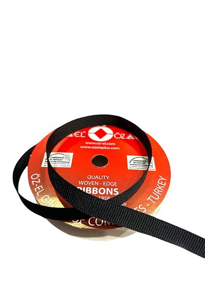 ÖZ-EL AŞ 1 cm Black Grosgrain Ribbon - 5 Mt 120 100 Pack
