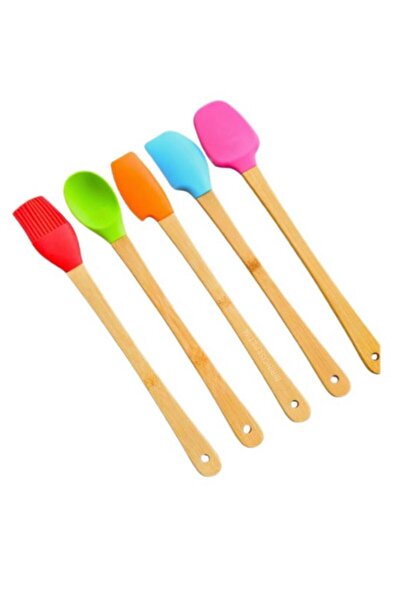 YDGR Bambu Saplı 5'li Silikon Spatula Seti – Çok Renkli Mutfak Gereçleri