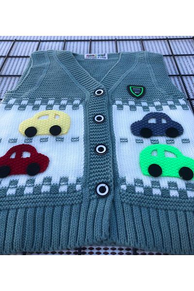 tinitins Boy's Colorful Car Embroidered Knitwear Vest