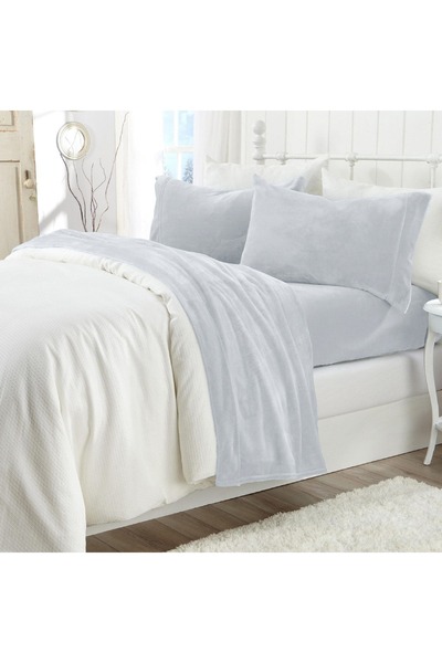 Orange Bed & Bath Velvet Loft | Two-piece Single Size Fur Bedsheet Set - Gray| 119x201 Cm