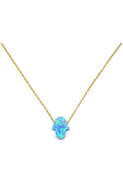Sylvery Jewels Fatma Ana Eli (Hamsa) Opal 925 Ayar Gümüş Kolye