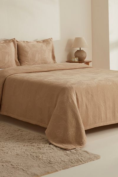 Karaca Home Beige Double Bedspread Set Olivia