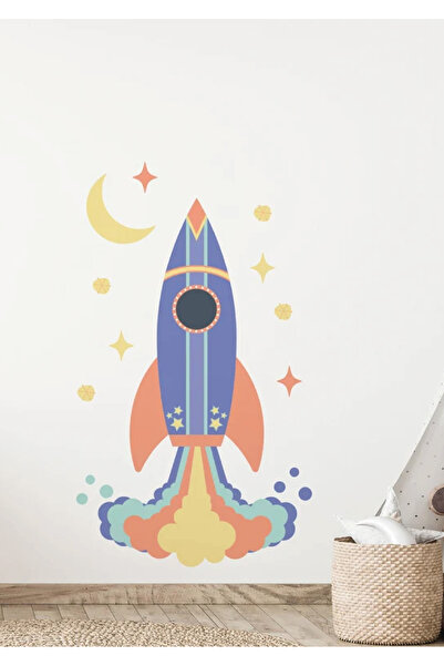 WALLHUMAN Настінна наклейка для дитячої кімнати «Ракета, що летить у космос»