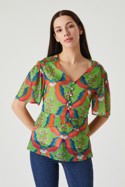 FEVER Çiçek desenli şifon bluz